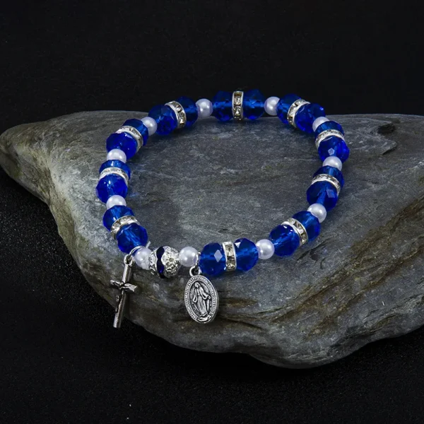 Easter Gift Cross Bracelet Glass Crystal Beaded Bracelet Wholesale Fashion Jewelry Accessories