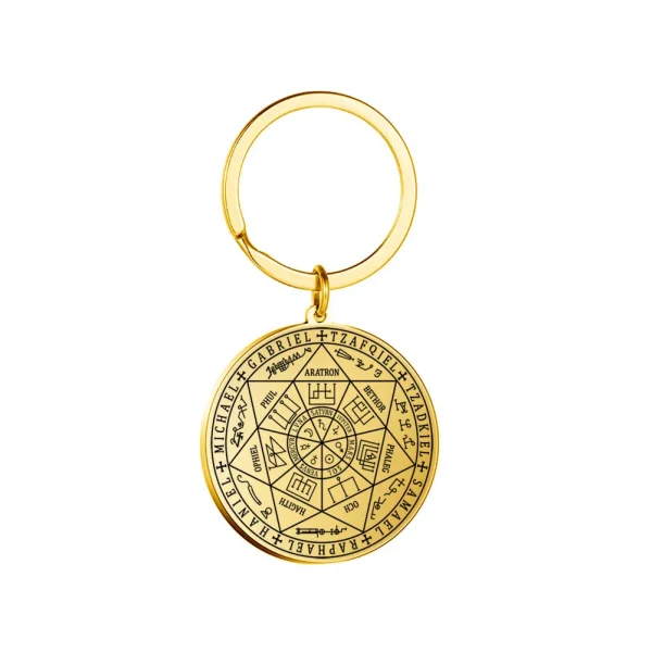 Seven Archangels Magic Array pendant, scripture seal, religious totem runes, stainless steel keychain wholesale