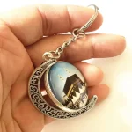 Wholesale Zinc Alloy Moon Rotating Keychain Arabic Theme Double Sided Key Ring Gift - Image 2