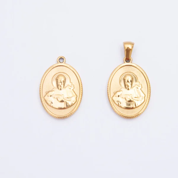 Wholesale Stainless Steel Religious Figure Oval Pendant Charm DIY Jewelry Accessories Unisex Vintage