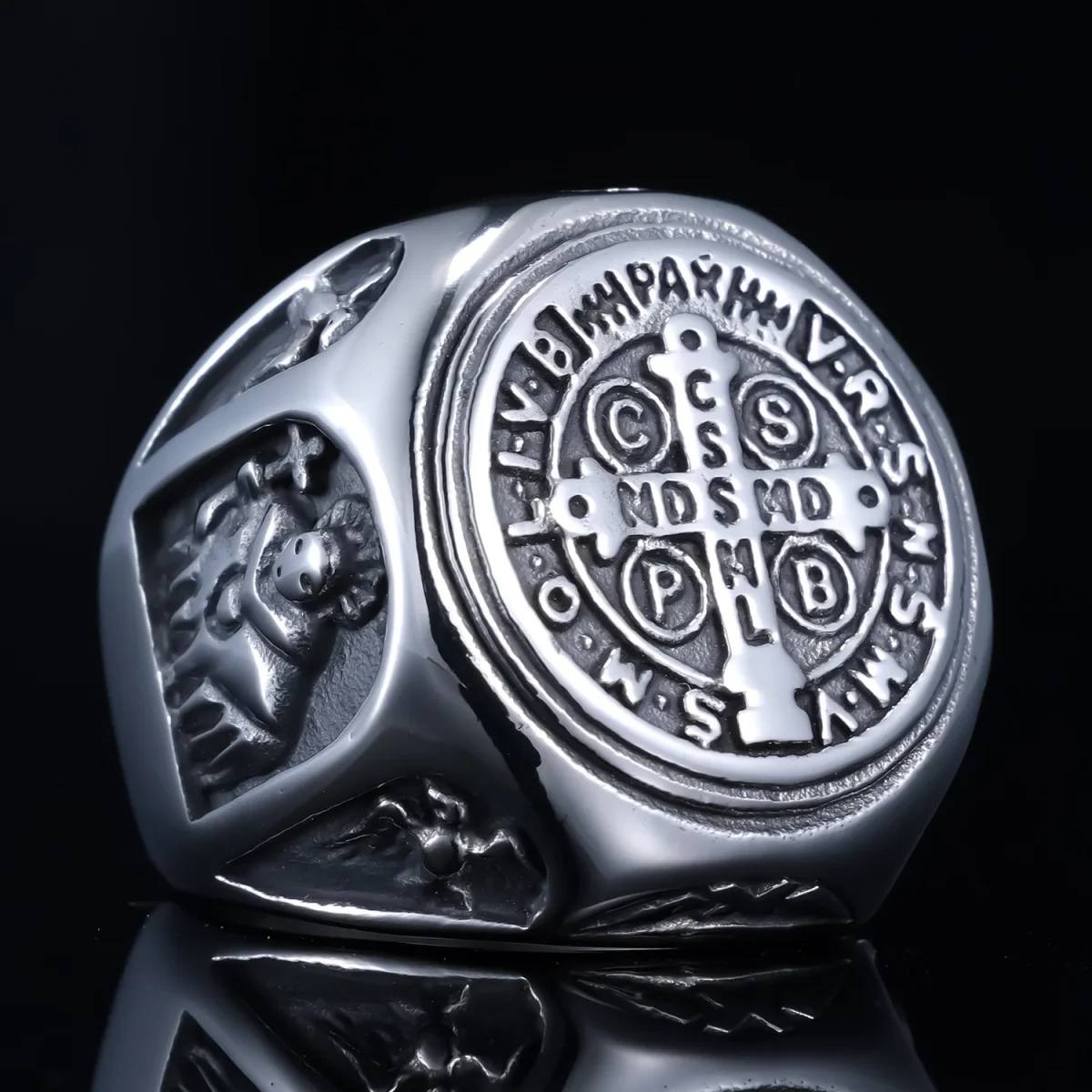 Wholesale Stainless Steel Orthodox Cross Signet Ring Vintage Religious Jewelry Unisex - Image 2