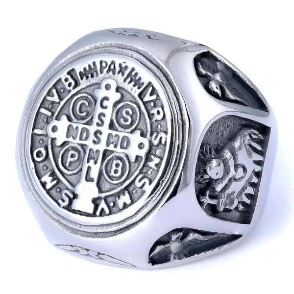 Wholesale Stainless Steel Orthodox Cross Signet Ring Vintage Religious Jewelry Unisex