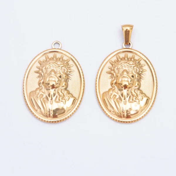 Wholesale Stainless Steel Catholic Religious Figure Gold Plated Pendant DIY Jewelry Accessories