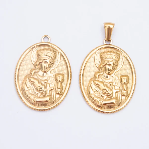 Wholesale Stainless Steel Catholic Religious Figure Gold Plated Pendant DIY Jewelry Accessories