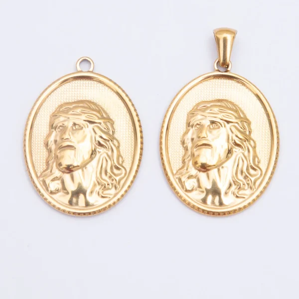 Wholesale Stainless Steel Catholic Religious Figure Gold Plated Pendant DIY Jewelry Accessories