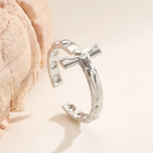 Wholesale Stainless Steel Cross Ring Religious Crucifix Ring Unisex Men Women Fashion Jewelry Gift