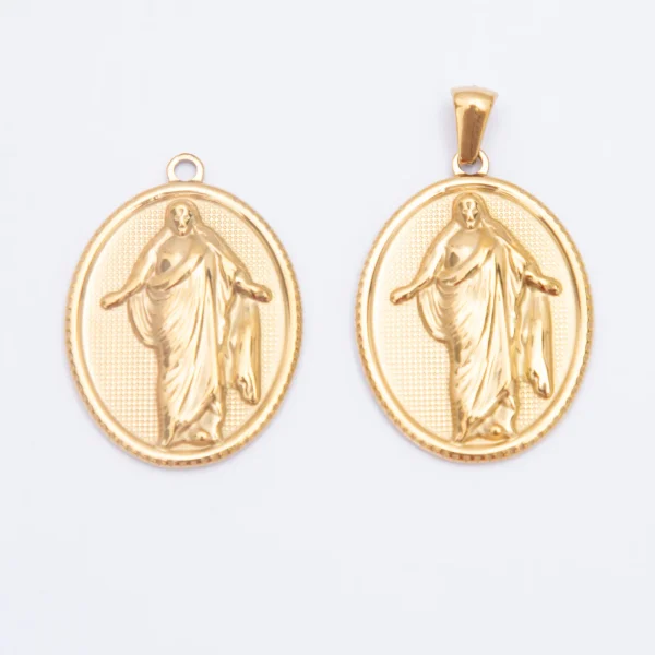 Wholesale Stainless Steel Catholic Religious Figure Gold Plated Pendant DIY Jewelry Accessories