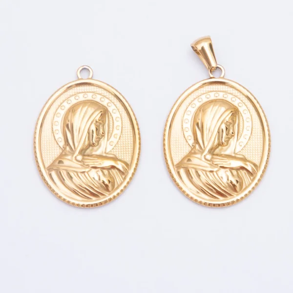 Wholesale Stainless Steel Catholic Religious Figure Gold Plated Pendant DIY Jewelry Accessories