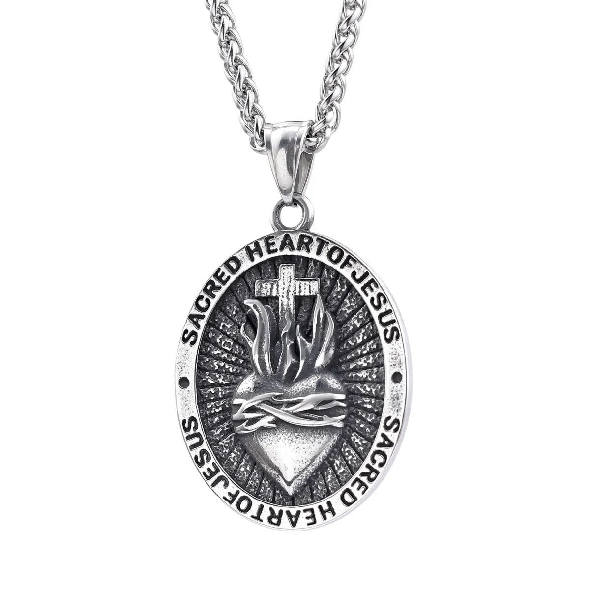 Wholesale Stainless Steel Catholic Jesus Sacred Heart Pendant Cross Charm Religious Jewelry Accessories - Image 4
