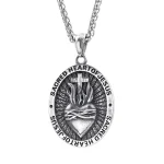 Wholesale Stainless Steel Catholic Jesus Sacred Heart Pendant Cross Charm Religious Jewelry Accessories - Image 4