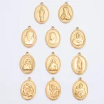 Wholesale Stainless Steel Religious Figure Oval Pendant Charm DIY Jewelry Accessories Unisex Vintage