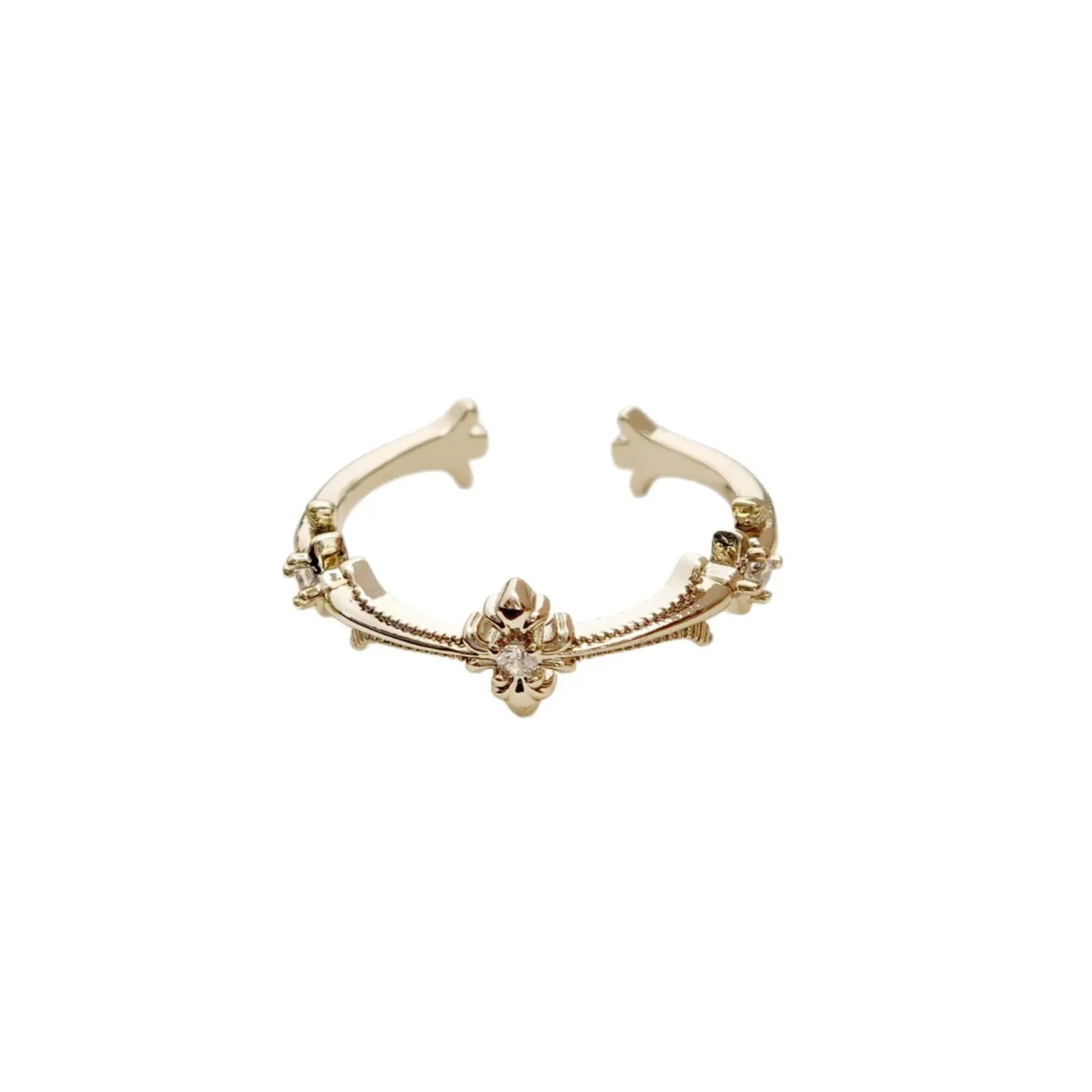 Wholesale Copper Gold Plated Cross Iris Ring Vintage Punk Fashion Jewelry Women Men Unisex Adjustable Finger Rings - Image 5