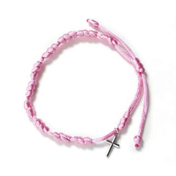 Catholic Rosary Bracelet Colorful Woven Rosary Knot Bracelet Wholesale 11-knot Rope Bracelet with Crucifix Charm