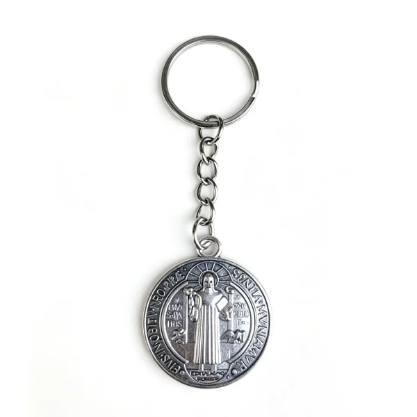 Wholesale Durable Embossed Zinc Alloy Catholic-themed Silver Keychains Event Gifts