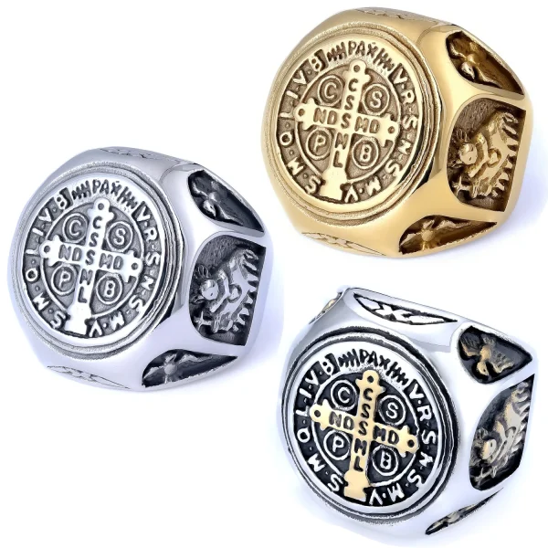 Wholesale Stainless Steel Orthodox Cross Signet Ring Vintage Religious Jewelry Unisex