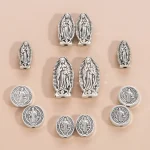Wholesale Vintage Zinc Alloy Oval Round Flat Spacer Beads with Hole DIY Bracelet Jewelry Making Accessories - Image 4