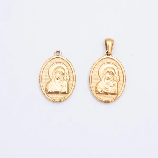 Wholesale Stainless Steel Religious Figure Oval Pendant Charm DIY Jewelry Accessories Unisex Vintage