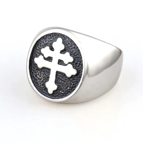 Wholesale Stainless Steel Orthodox Cross Vintage Punk Ring Gold Silver Color Unisex Jewelry
