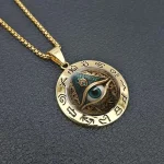 Wholesale Ancient Egyptian Eye of Horus Round Glass Pendant Necklace Vintage Style Jewelry Accessories - Image 4