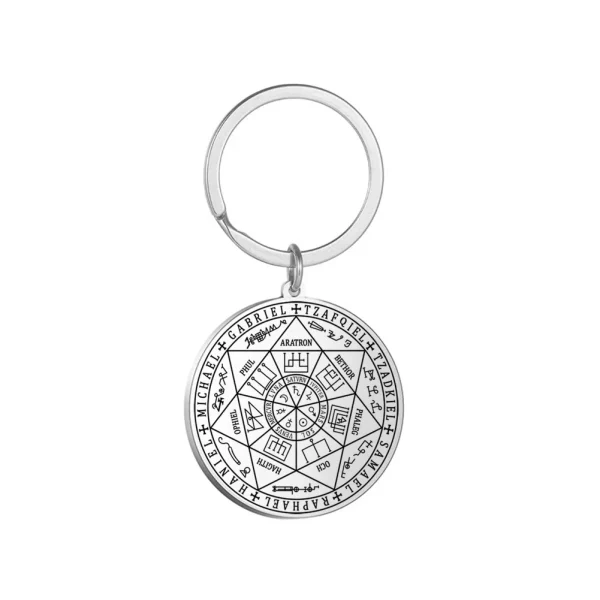 Seven Archangels Magic Array pendant, scripture seal, religious totem runes, stainless steel keychain wholesale