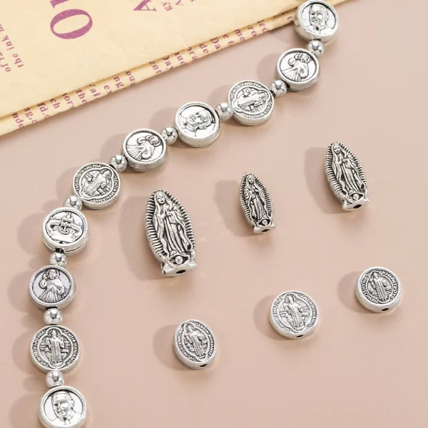 Wholesale Vintage Zinc Alloy Oval Round Flat Spacer Beads with Hole DIY Bracelet Jewelry Making Accessories