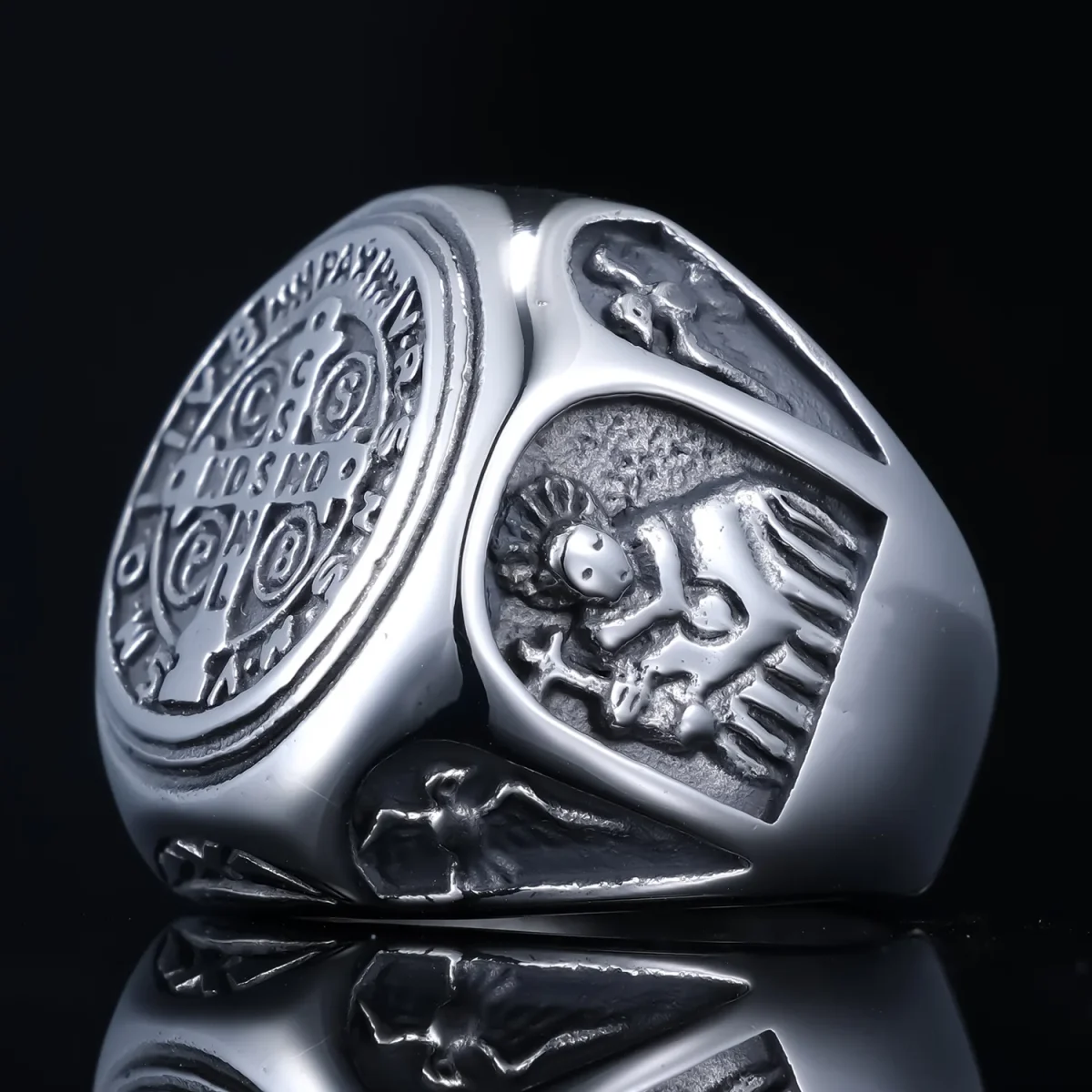 Wholesale Stainless Steel Orthodox Cross Signet Ring Vintage Religious Jewelry Unisex - Image 3
