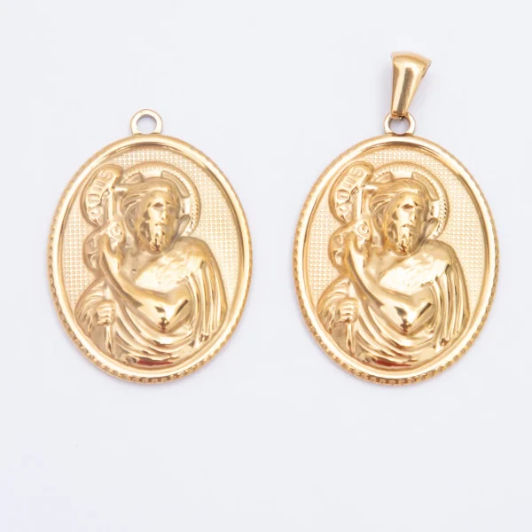 Wholesale Stainless Steel Catholic Religious Figure Gold Plated Pendant DIY Jewelry Accessories