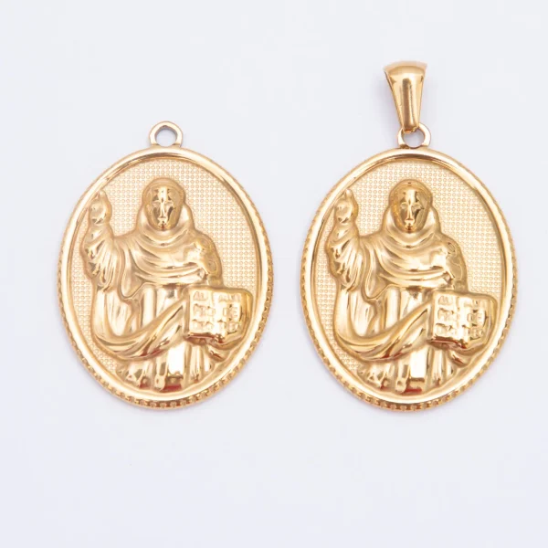 Wholesale Stainless Steel Catholic Religious Figure Gold Plated Pendant DIY Jewelry Accessories