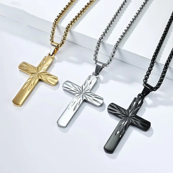 Wholesale Stainless Steel Cross Pendant Necklace Men Women Unisex Minimalist Fashion Jewelry Accessories