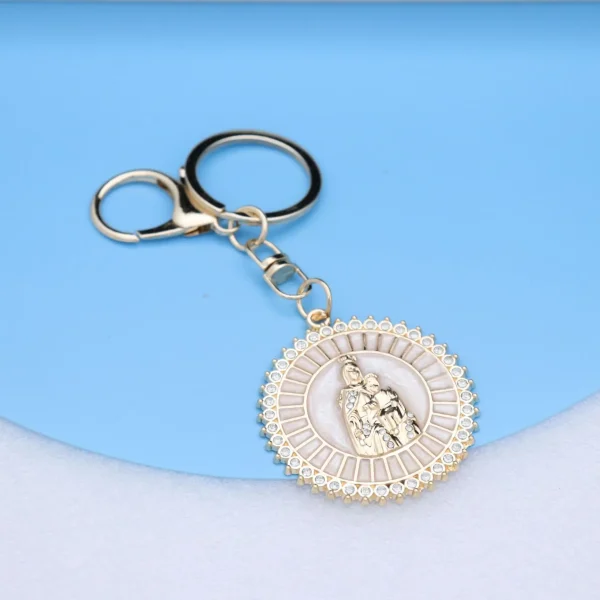 Wholesale Zinc Alloy Vintage Embossed Rose Gold Keychain Charm Keychain Key Ring Accessories Gift