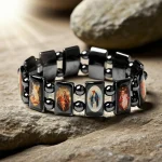 Hematite Orthodox Icon Bracelet Oil-Drop Alloy Bracelet Catholic Gift Religious Christian Devotional Saint Portrait Jewelry - Image 2
