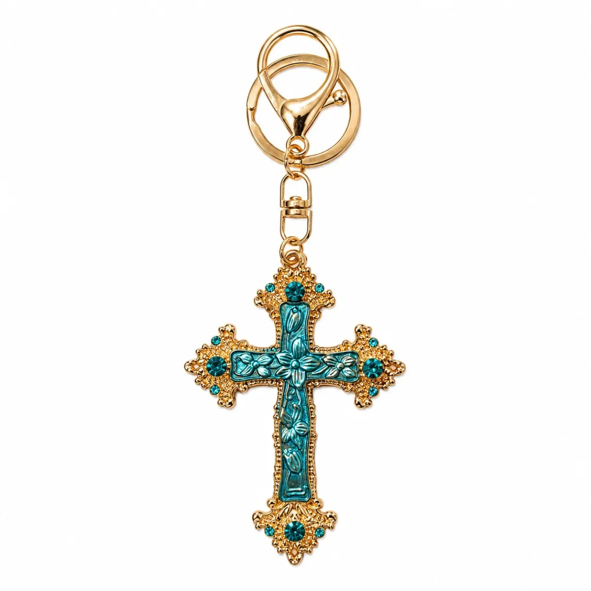 Wholesale Zinc Alloy Rhinestone Cross Keychain Key Ring Drip Oil Charm Light Luxury Gift Key Holder Accessory - Image 5
