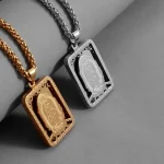Wholesale Stainless Steel Religious Square Medal Pendant Necklace Virgin Mary Prayer Charm Unisex Vintage Jewelry