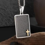 Wholesale Titanium Steel Cross Pendant Necklace Men Religious Prayer Jewelry Minimalist Square Cross Charm Necklace