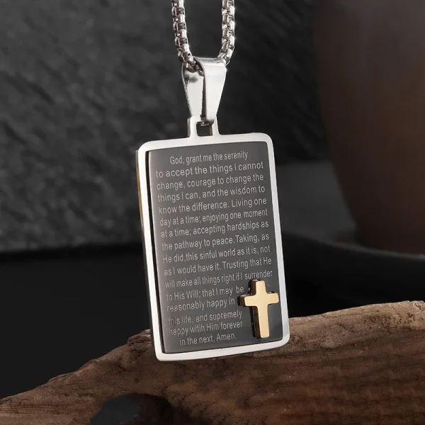 Wholesale Titanium Steel Cross Pendant Necklace Men Religious Prayer Jewelry Minimalist Square Cross Charm Necklace