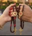 Catholic Rosary Pair Wooden Bead Prayer Necklaces Heart Pendant Crucifix Jewelry for Couples