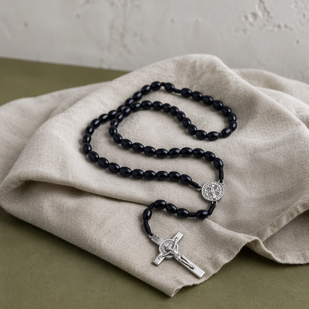 H0b2586f4c3c44f218e8baafdea9bd7d5b Catholic Rosary Prayer Beads 8*10mm Christ Wooden Beads Cross Jesus Saint Necklace Jewelry Christianity Easter Church Gift - Image 1