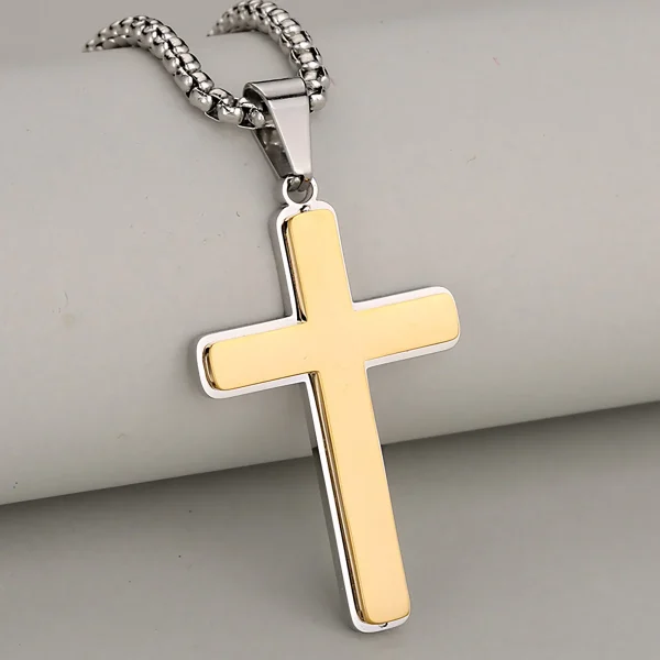 Wholesale Stainless Steel Double Layer Cross Necklace Titanium Steel Non Fading Fashion Jewelry Women Men Gift