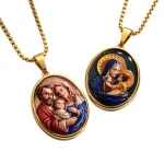 Mecrt Wholesale Stainless Steel Catholic Oval Pendant Necklace Colorful Enamel Religious Jewelry Unisex Fashion Charm - Image 5
