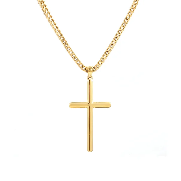 Wholesale Stainless Steel Cross Pendant Necklace Titanium Steel Gold Plated Men Women Fashion Jewelry