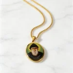 Mecrt Stainless Steel Oval Portrait Pendant Necklace Charbel Makhlouf Catholic Religious Gift - Image 5