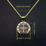 Wholesale Zinc Alloy St Benedict Exorcism Medal Pendant Necklace Vintage Hip Hop Round Charm Sweater Chain Religious Jewelry - Image 4
