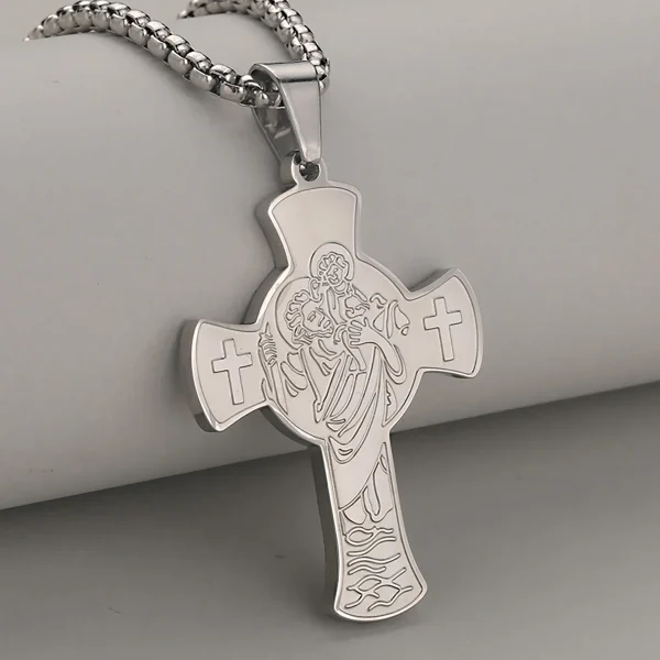 Wholesale Stainless Steel Cross Pendant Necklace Men Women Vintage Punk Jewelry DIY Accessories