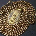 Wholesale Stainless Steel 18K Gold Plated Religious Maria Pendant Necklace Jewelry Accessories Unisex - Image 2