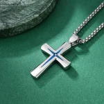 Wholesale Stainless Steel Lightning Cross Pendant Necklace Men Punk Vintage Two Tone Jewelry Gift - Image 3