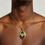 Mecrt Stainless Steel Oval Portrait Pendant Necklace Charbel Makhlouf Catholic Religious Gift - Image 3