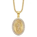 Wholesale Titanium Steel Gold Plated Rhinestone Pendant Necklace Hip Hop Jewelry DIY Accessories Unisex - Image 3
