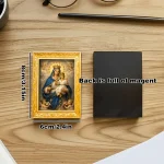 Catholic Oil Painting Fridge Magnet, Wooden Retro Refrigerator Magnet, Home Decoration Wholesale Craft Gift - Image 3