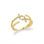 Wholesale Stainless Steel Cross Ring Double Layer Band Ring Women Fashion Jewelry Gold Color Antique Rings - Image 3