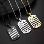 Wholesale Stainless Steel American Flag Dog Tag Pendant Necklace Men Fashion Jewelry Titanium Steel Charm Gift